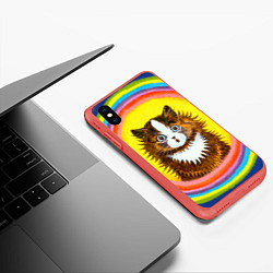 Чехол iPhone XS Max матовый Радужный кот Луиса Уэйна, цвет: 3D-красный — фото 2