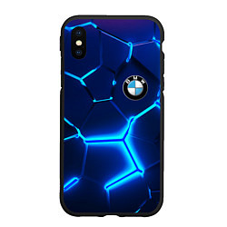 Чехол iPhone XS Max матовый BMW LOGO 3Д ПЛИТЫ ГЕОМЕТРИЯ, цвет: 3D-черный