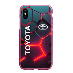 Чехол iPhone XS Max матовый TOYOTA 3D NEON ТОЙОТА 3Д ПЛИТЫ НЕОН, цвет: 3D-малиновый