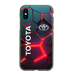 Чехол iPhone XS Max матовый TOYOTA 3D NEON ТОЙОТА 3Д ПЛИТЫ НЕОН, цвет: 3D-темно-зеленый