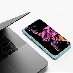 Чехол iPhone XS Max матовый Evangelion Eva 01, цвет: 3D-мятный — фото 2