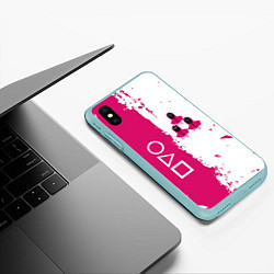 Чехол iPhone XS Max матовый Игра в кальмара геометрические фигуры, цвет: 3D-мятный — фото 2