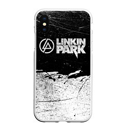 Чехол iPhone XS Max матовый Линкин Парк Лого Рок ЧБ Linkin Park Rock, цвет: 3D-белый