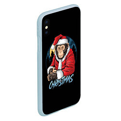 Чехол iPhone XS Max матовый CHRISTMAS обезьяна, цвет: 3D-голубой — фото 2