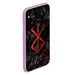 Чехол iPhone XS Max матовый BERSERK LOGO GRUNGE RED, цвет: 3D-сиреневый — фото 2