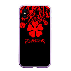 Чехол iPhone XS Max матовый Дерево с Чёрный клевером, цвет: 3D-сиреневый