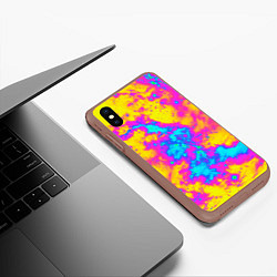 Чехол iPhone XS Max матовый Яркая абстракция космических красок, цвет: 3D-коричневый — фото 2