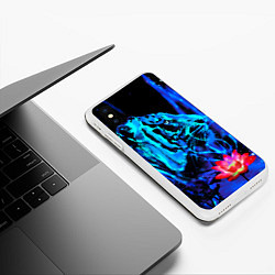 Чехол iPhone XS Max матовый Синий водяной тигр, цвет: 3D-белый — фото 2