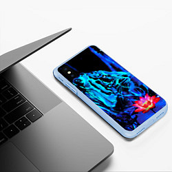 Чехол iPhone XS Max матовый Синий водяной тигр, цвет: 3D-голубой — фото 2