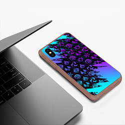 Чехол iPhone XS Max матовый GENSHIN NEON PATTERN SYMBOL НЕОН ЭМБЛЕМЫ, цвет: 3D-коричневый — фото 2