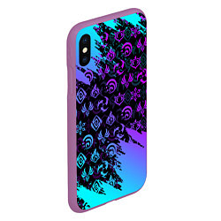 Чехол iPhone XS Max матовый GENSHIN NEON PATTERN SYMBOL НЕОН ЭМБЛЕМЫ, цвет: 3D-фиолетовый — фото 2