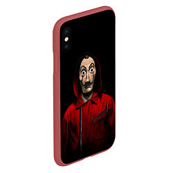Чехол iPhone XS Max матовый Бумажный дом La Casa de Papel маска, цвет: 3D-красный — фото 2