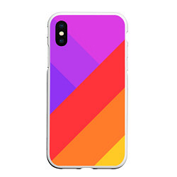 Чехол iPhone XS Max матовый РАДУЖНАЯ ГЕОМЕТРИЯ RAINBOW GEOMETRY, цвет: 3D-белый