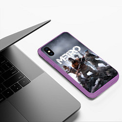 Чехол iPhone XS Max матовый МЕТРО ИСХОД АРТЁМ ,ЯДЕРНАЯ ЗИМА METRO EXODUS, цвет: 3D-фиолетовый — фото 2