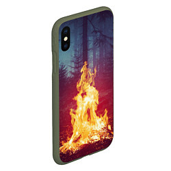 Чехол iPhone XS Max матовый Пикник в лесу, цвет: 3D-темно-зеленый — фото 2