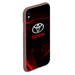 Чехол iPhone XS Max матовый Toyota Неоновые соты, цвет: 3D-коричневый — фото 2