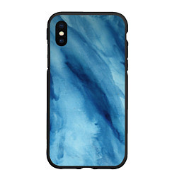 Чехол iPhone XS Max матовый Голубой мрамор, цвет: 3D-черный