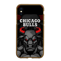 Чехол iPhone XS Max матовый CHICAGO BULLS ЯРОСТНЫЙ БЫК, цвет: 3D-коричневый