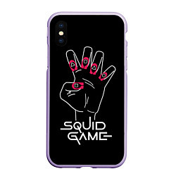 Чехол iPhone XS Max матовый Hand of player 001, цвет: 3D-светло-сиреневый