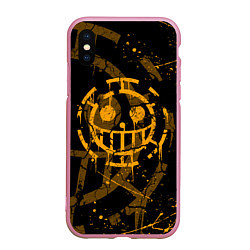 Чехол iPhone XS Max матовый ВАН ПИС ПИРАТЫ ЖЁЛТЫЙ ЛОГО, цвет: 3D-розовый