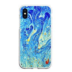 Чехол iPhone XS Max матовый Сползающие краски, цвет: 3D-белый