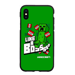 Чехол iPhone XS Max матовый LIKE A BOSS Minecraft Creepe, цвет: 3D-черный