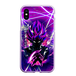 Чехол iPhone XS Max матовый Гоку Блек Anime Dragon Ball Super Saiyan, цвет: 3D-сиреневый