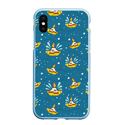 Чехол iPhone XS Max матовый Много-много Yellow Submarine The Beatles, цвет: 3D-голубой