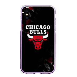 Чехол iPhone XS Max матовый ЧИКАГО БУЛЛС БЫКИ CHICAGO BULLS, цвет: 3D-сиреневый