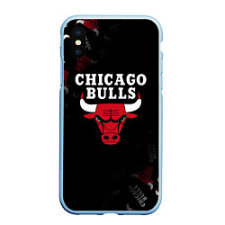 Чехол iPhone XS Max матовый ЧИКАГО БУЛЛС БЫКИ CHICAGO BULLS, цвет: 3D-голубой