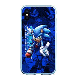 Чехол iPhone XS Max матовый SONIC LOGO СОНИК ЛОГО, цвет: 3D-голубой