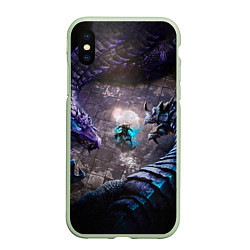 Чехол iPhone XS Max матовый В окружении драконов, цвет: 3D-салатовый