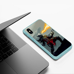 Чехол iPhone XS Max матовый Dragonborne is here, цвет: 3D-мятный — фото 2