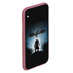 Чехол iPhone XS Max матовый Силует драконорождённого, цвет: 3D-малиновый — фото 2