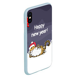 Чехол iPhone XS Max матовый Happy New Year 2022 Тигр, цвет: 3D-голубой — фото 2