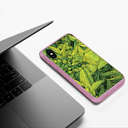 Чехол iPhone XS Max матовый Растительная жизнь - Хоста, цвет: 3D-розовый — фото 2