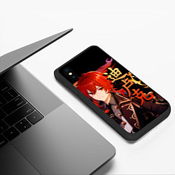 Чехол iPhone XS Max матовый Genshin Impact - Дилюк, цвет: 3D-черный — фото 2