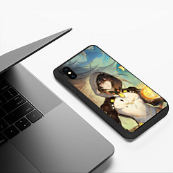 Чехол iPhone XS Max матовый Чжун Ли, Zhongli, Genshin Impact, цвет: 3D-черный — фото 2