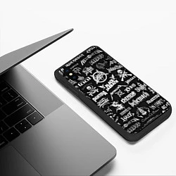 Чехол iPhone XS Max матовый ЛОГОТИПЫ МЕТАЛ ГРУПП METAL BANDS LOGO, цвет: 3D-черный — фото 2
