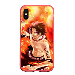 Чехол iPhone XS Max матовый ONE PIECE ASCE HERO, цвет: 3D-красный