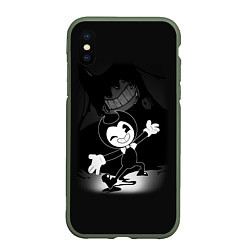 Чехол iPhone XS Max матовый BENDY - БЕНДИ ИГРА, цвет: 3D-темно-зеленый
