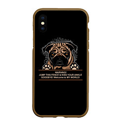 Чехол iPhone XS Max матовый Собака Мопс, цвет: 3D-коричневый
