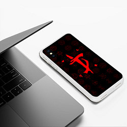 Чехол iPhone XS Max матовый Символ палача рока Doom, цвет: 3D-белый — фото 2
