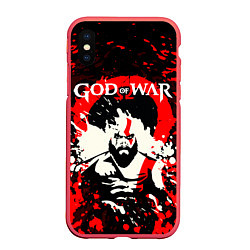 Чехол iPhone XS Max матовый GOD OF WAR ГОД ОФ ВАР БРЫЗГИ ГРАНЖ, цвет: 3D-красный