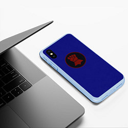 Чехол iPhone XS Max матовый Багровые Кулаки цвет ордена, цвет: 3D-голубой — фото 2
