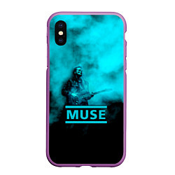 Чехол iPhone XS Max матовый Мэттью Беллами бирюзовый туман Muse, цвет: 3D-фиолетовый