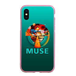 Чехол iPhone XS Max матовый The Resistance - Muse, цвет: 3D-розовый