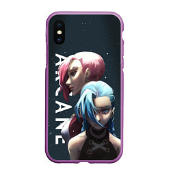 Чехол iPhone XS Max матовый Vi and Jinx, цвет: 3D-фиолетовый