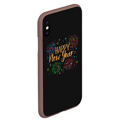 Чехол iPhone XS Max матовый Fireworks Explosinons Happy New Year, цвет: 3D-коричневый — фото 2