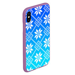 Чехол iPhone XS Max матовый ЗИМНИЙ НОВОГОДНИЙ УЗОР СВИТЕР, цвет: 3D-фиолетовый — фото 2